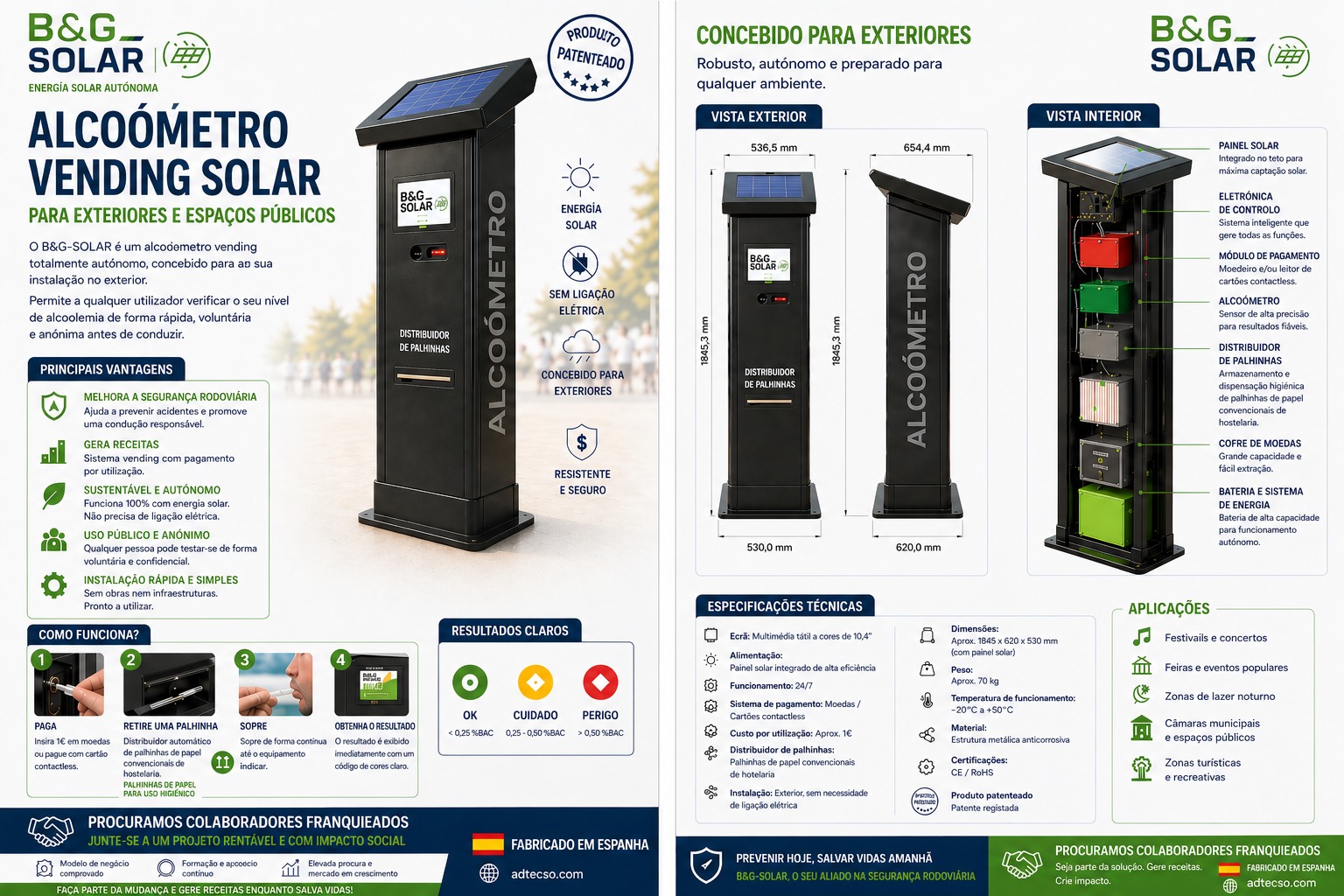 Alcoolímetro de Autoteste B&G Solar